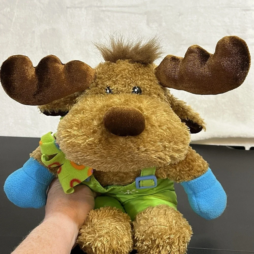 Dan Dee Moose Plush Stuffed Animal Winter Green Snowsuit Mittens Scarf